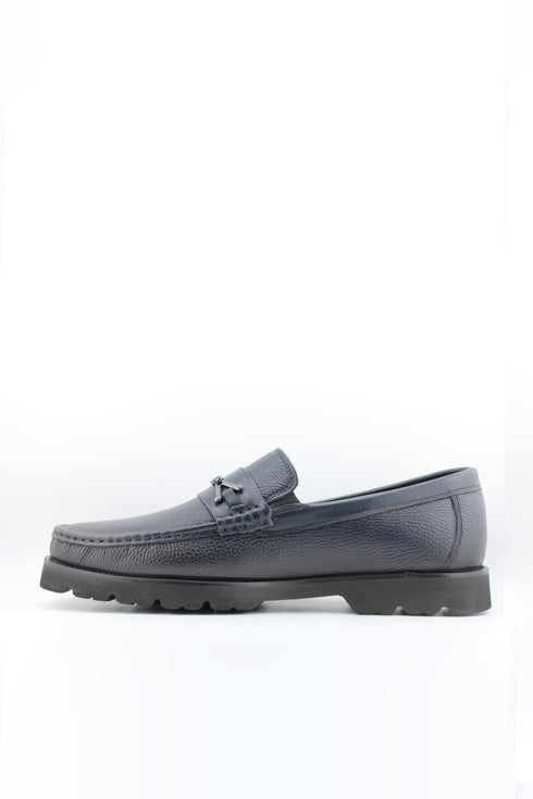 DFC Relax Men Pebbled Leather Loafer with Metal Accent